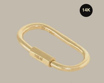 14k yellow gold carabiner lock, single cut diamond carabiner lock, woman jewelry connector lock