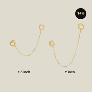 14K Solid Gold Extension Ear Connecting Chain, Chain Earring, Gold Cartilage Ear Chain, Connector Chain Dangling Ear Charm
