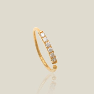 14K REAL Solid Gold Diamond CZ Nose Nostril Hoop, Cartilage Daith Helix Rook Snug Body Hoop Ear Nose Ring Piercing Jewelry 20Gauge
