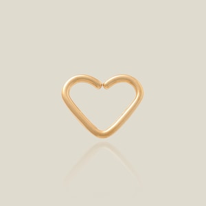 14K REAL 14K Solid Gold Heart Ear Piercing Cartilage Daith Helix Tragus Conch Rook Snug Hoop Ear Piercing Jewelry 16 Gauge