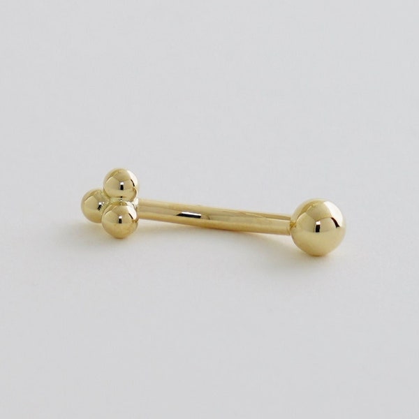 Echte 14K Solid Gold Blumen Tribal Curved Barbell Ohrring Augenbraue Knorpel Daith Helix Tragus Conch Rook Snug Snug Piercing Schmuck 16Gauge