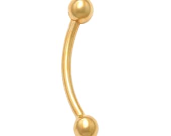 14k Solid Gold 14g Industrial Barbell with 3mm 4mm or 5mm Balls From 20mm to 50mm 3.5mm