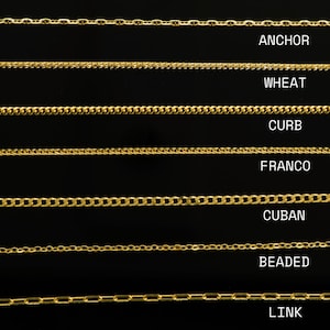 Real Genuine 14K Solid Gold Necklace Chain, Anchor, Franco, Link, Curb, Cuban, Beaded, Wheat, Men Women Everyday Jewelry Gift, 18&quot; 16&quot; inch