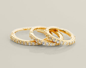 Pendiente de aro CZ de diamante de oro sólido REAL de 14K, cartílago Daith Helix Tragu Conch Rook Snug Body Hoop Ear Clicker Ring Piercing Jewelry 18Gauge