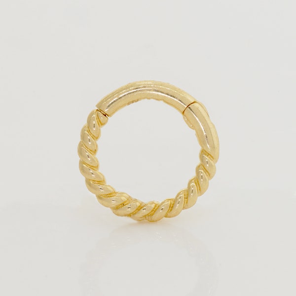 14k Gold Solid Gold Rope Nose Hoop - Etsy