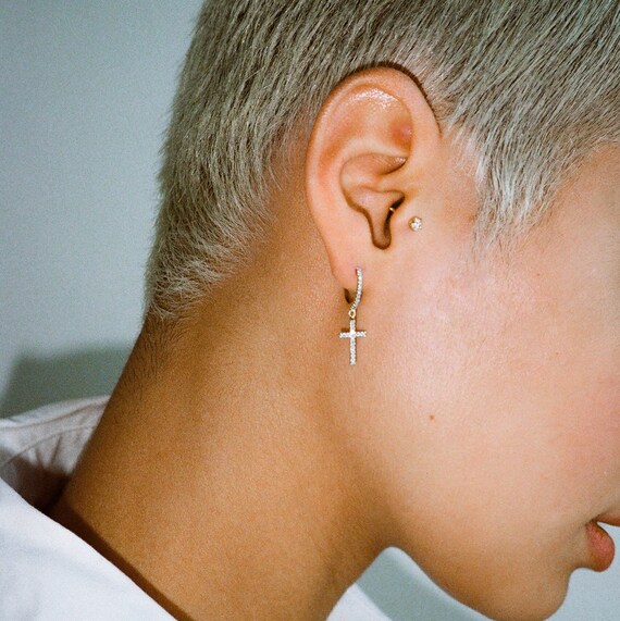 Real cross store earrings