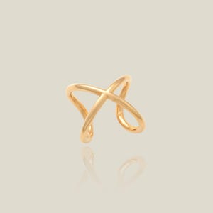 14K REAL Solid Gold Twist X Minimalist Ear Cuff Ring, Golden Cartilage Conch Helix No Piercing  Earcuff Wrap Earring Gift For Her