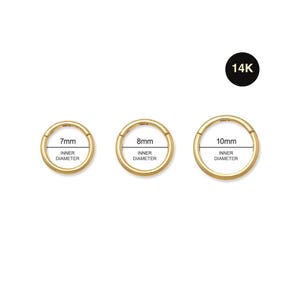 14K REAL Solid Gold Clicker Hoop Earring - Gold Nose Lip Cartilage Daith Helix Tragus Conch Ring Ear Piercing Jewelry 18Gauge 16Gauge Plain