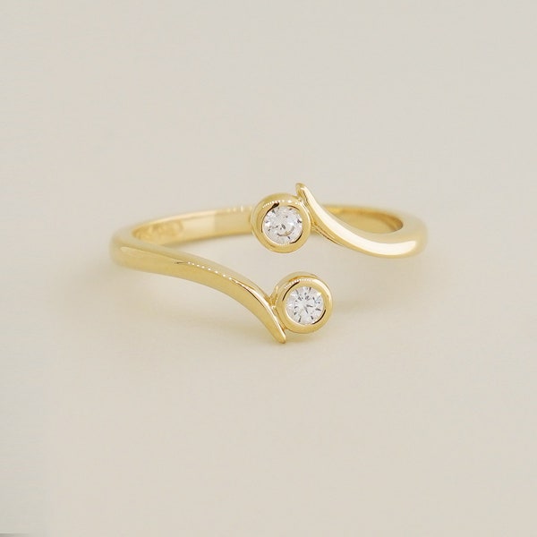 Bague d'orteil minimaliste en or massif 14 carats avec diamants, bague d'orteil midi en diamant avec lunette Zehenring mignonne pour bébé, bijoux de corps