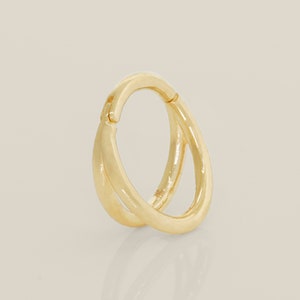 14K REAL Solid Gold Double Hoop Septum Ring Earring Nose Ear Piercing, Nostril Cartilage Daith  Tragus Conch Body Clicker Jewelry 16/18G