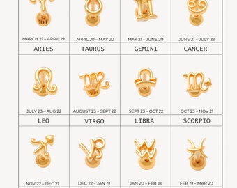 14K REAL Solid Gold Little Zodiac Sign Ear Piercing, Daith Helix Tragus Conch Rook Snug Ear Post Stud Piercing Earring Body Jewelry 18Gauge