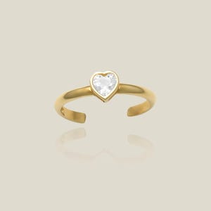 14K REAL Solid Gold Heart Diamond CZ Statement Ear Cuff Ring, Diamond CZ Cartilage Conch Helix No Piercing Ear Cuff Wrap Earring