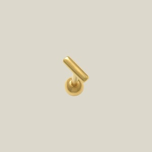 14K REAL Solid Gold Small Line Bar Cartilage Daith Helix Tragus Conch Rook Snug Ear Post Stud Piercing Earring Body Jewelry 18Gauge