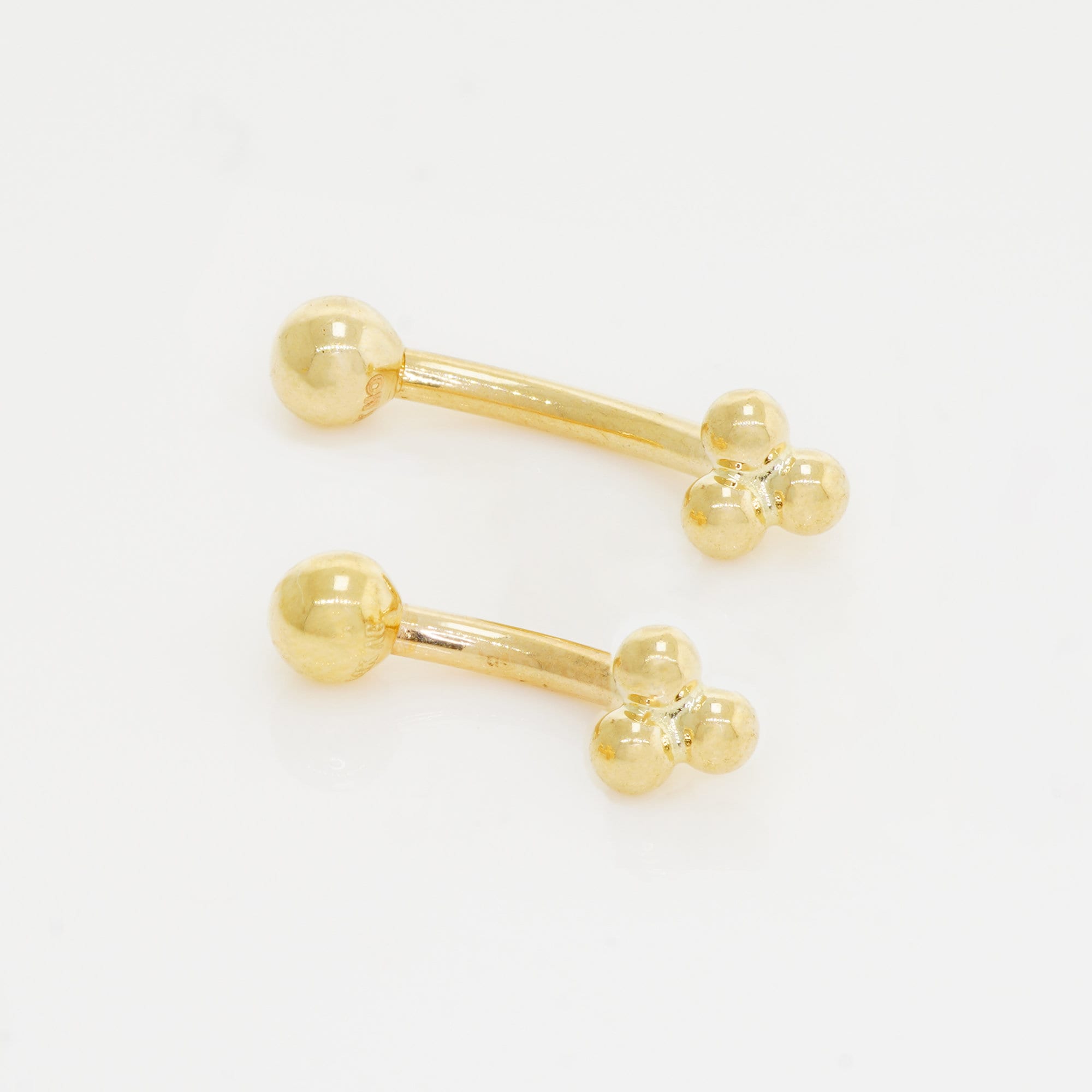 14K REAL Solid Gold Floral Trinity Curved Barbell Earring Eyebrow