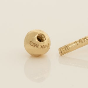 14K REAL Solid Gold Screw Ball, Screw Disc, Screw Flat, Sphere Ball Closure Replacements for Tragus Earrings Post Stud Ear Piercings 18Gauge