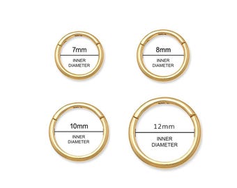 14K Solid Gold Clicker Ring, Seamless Hoop - Body Ear Septum Piercing Jewelry 18Gauge 16Gauge