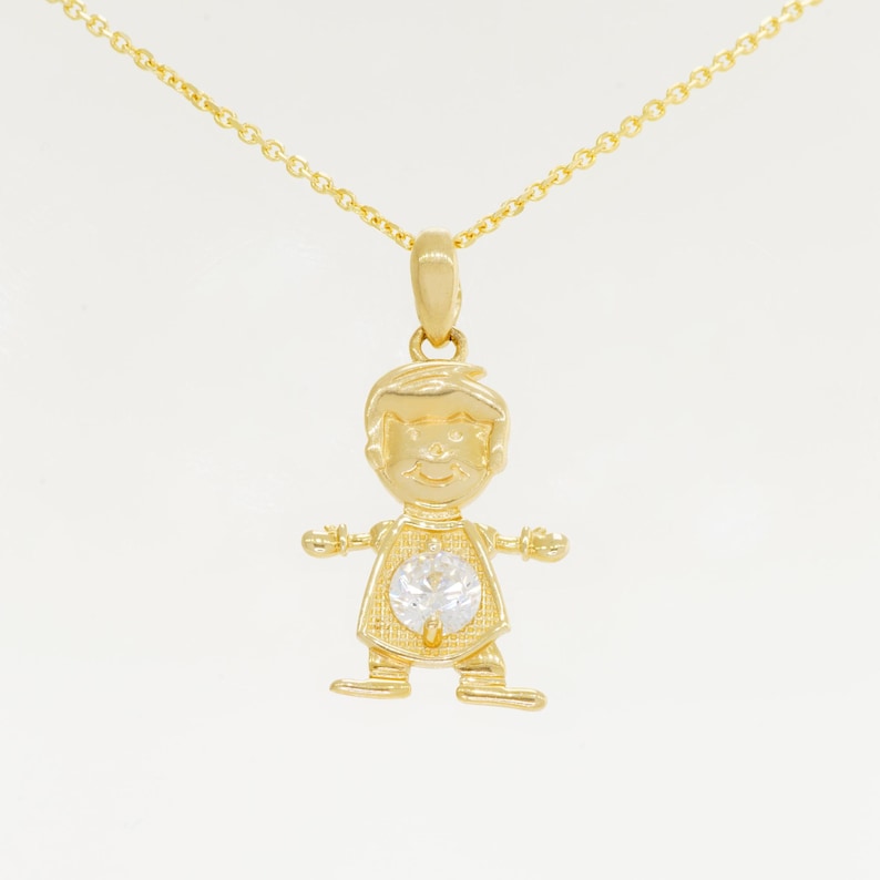 14K REAL Solid Gold Boy, Boy With Cap, Girl With Pigtail Pendant Cute
