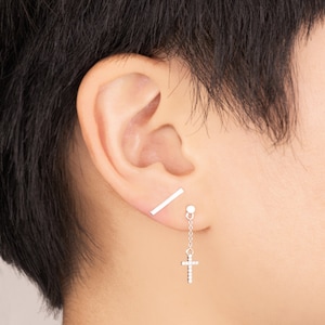 14K REAL Diamond Solid Gold Cross Stud Dangle Earrings Dainty Minimalist Gold Cross Charm Pendant Dangle Drop Stud Earring Religious Jewelry