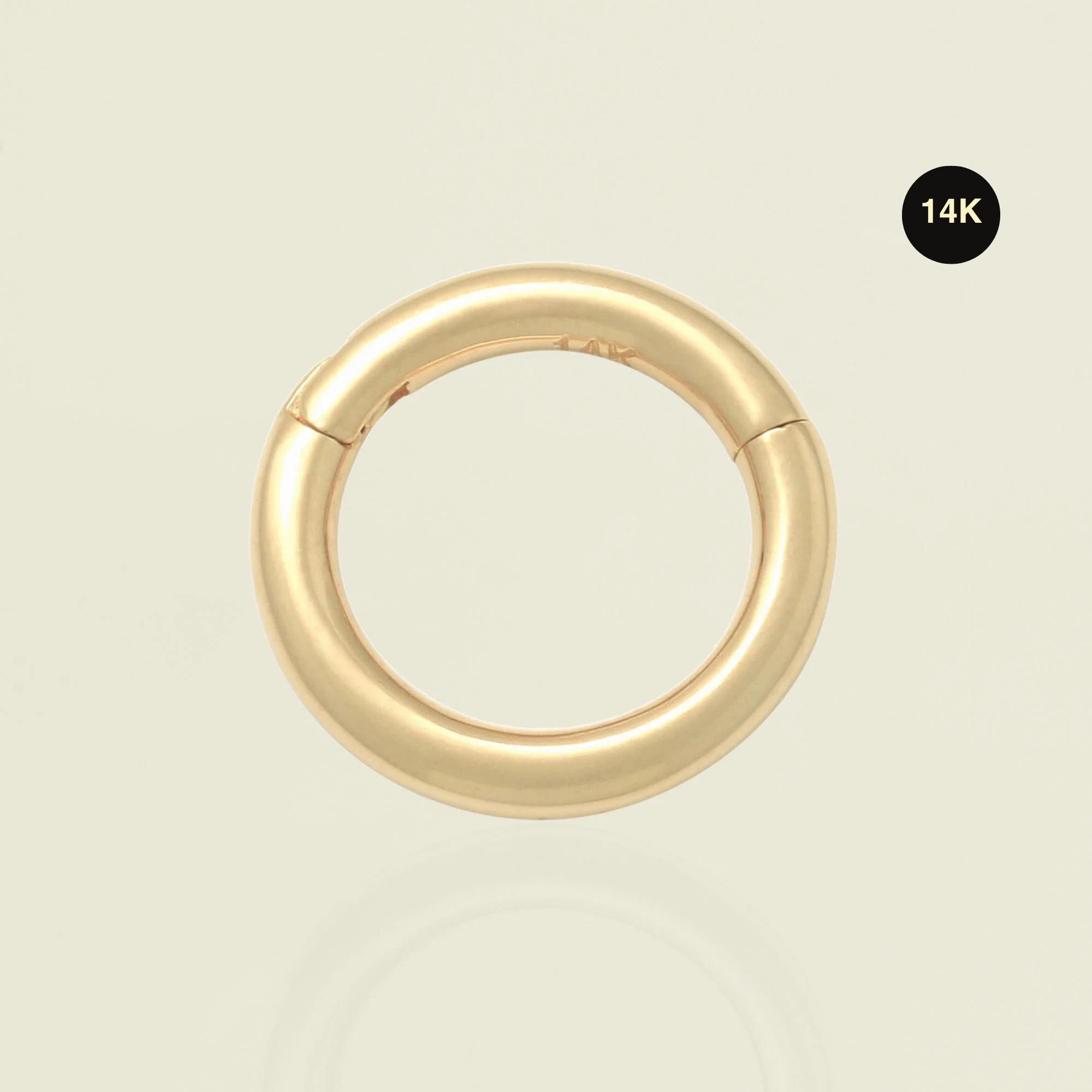 14K REAL Solid Gold Endless Hinged Clicker Round Charm Enhancer, 14K Solid Gold Chain Enhancer Multiple Charm Link for Heavy Weight Charm