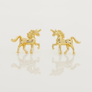14K REAL Solid Gold Unicorn Stud Earrings with Screw-back for Cartilage Daith Helix Tragu Conch Rook Snug Ear Post Stud Piercing Jewelry