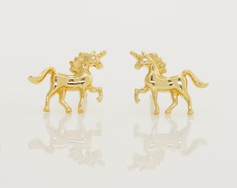 14K REAL Solid Gold Unicorn Stud Earrings with Screw-back for Cartilage Daith Helix Tragu Conch Rook Snug Ear Post Stud Piercing Jewelry