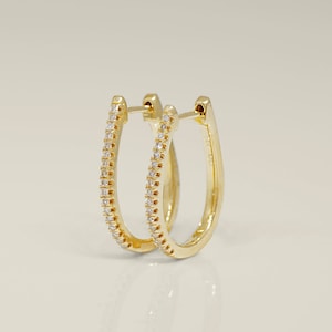 14K Solid Gold REAL Diamond Single and Double Row Hoop Earrings Real Solid Gold Natural Genuine Diamond Cartilage Earlobe Helix Tragus Conch