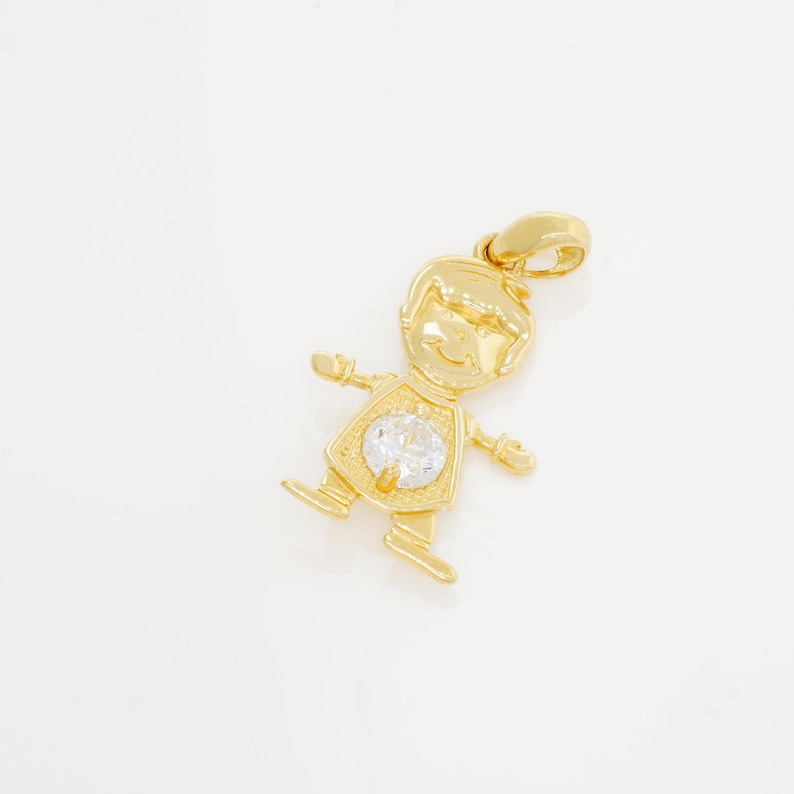 14K REAL Solid Gold Boy, Boy With Cap, Girl With Pigtail Pendant Cute