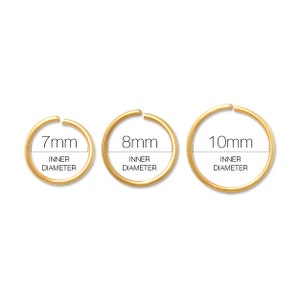 14K REAL Solid Gold Hoop Ring, Nose Lip Eyebrow Cartilage Daith Helix Tragus Septum Conch Rook Snug Body Ear Continuous Piercing Jewelry