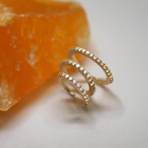 14K REAL Ouro Sólido CZ Eternity Hoop, Brinco Cartilagem Daith Helix Tragus Conch Corpo Clicker Nariz Piercing 16G/18G