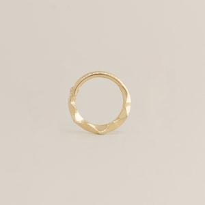 14K REAL Solid Wrinkled Gold Hoop Septum Ring Earring -Cartilage Daith Helix Tragus Conch Rook Snug Body Hoop Ear Piercing Jewelry 18Gauge