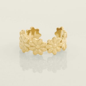 14K Echtgold Blume Ohr Manschette Ring, Goldene Knorpel Conch Helix Kein Piercing Kinder Ohr Manschette Wrap Ohrring