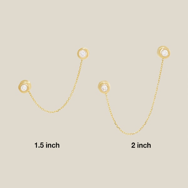 14K Solid Gold Extension Ear Connecting Chain, Chain Earring, Gold Cartilage Ear Chain, Connector Chain Dangling Ear Charm