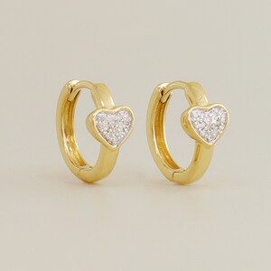 14K REAL Diamond Hoop Earrings, Real Solid Gold Micropavé Natural Genuine Diamond Cartilage Tragu Helix Conch Huggie Hinge Hoop Ear Piercing