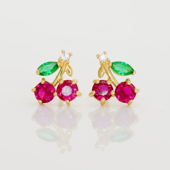 Diamond cherry earrings deals