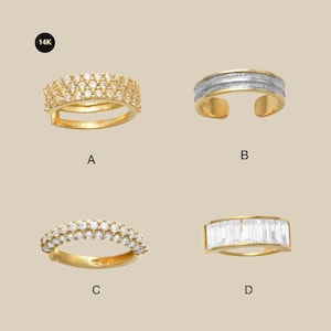 14K massief gouden oormanchetring, diamanten zirkonia's gewaagde dikke minimalistische oorbel, omslag zonder piercing