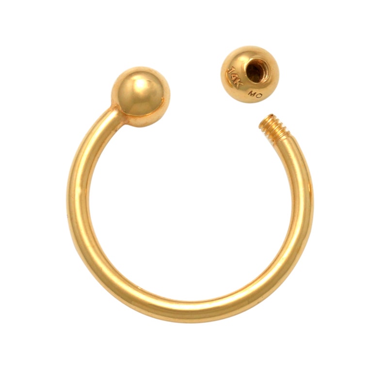 14K REAL Solid Gold Plain Ball Horseshoe Earring Cartilage Etsy
