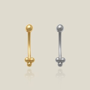 Pendiente de barra curva con forma de trinidad floral de oro macizo real de 14 quilates para cartílago de la ceja, Daith, hélice, trago, caracola, Rook, perforación corporal vertical para labio, 16 g