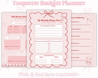 Coquette Budget Planner Bundle: Pink Bow Printable PDF