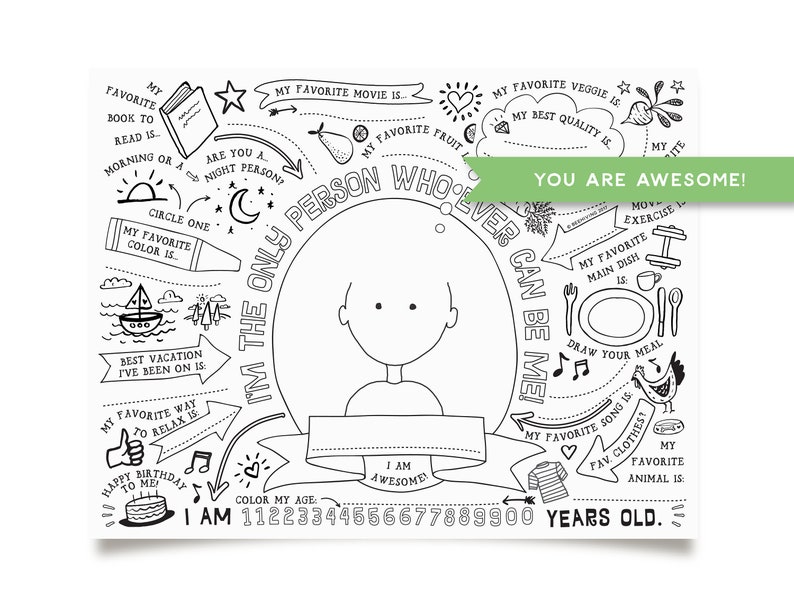 I Am Awesome 8.5x11 Coloring Page Digital Download | Etsy
