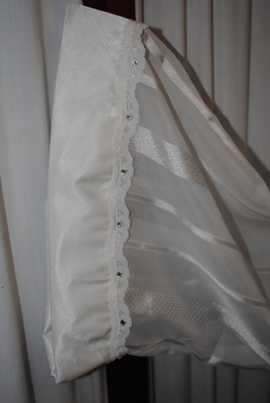 Robe Ribbon White Satin Ribbon Stripe Kimono Robe. White Satin 2 1/4
