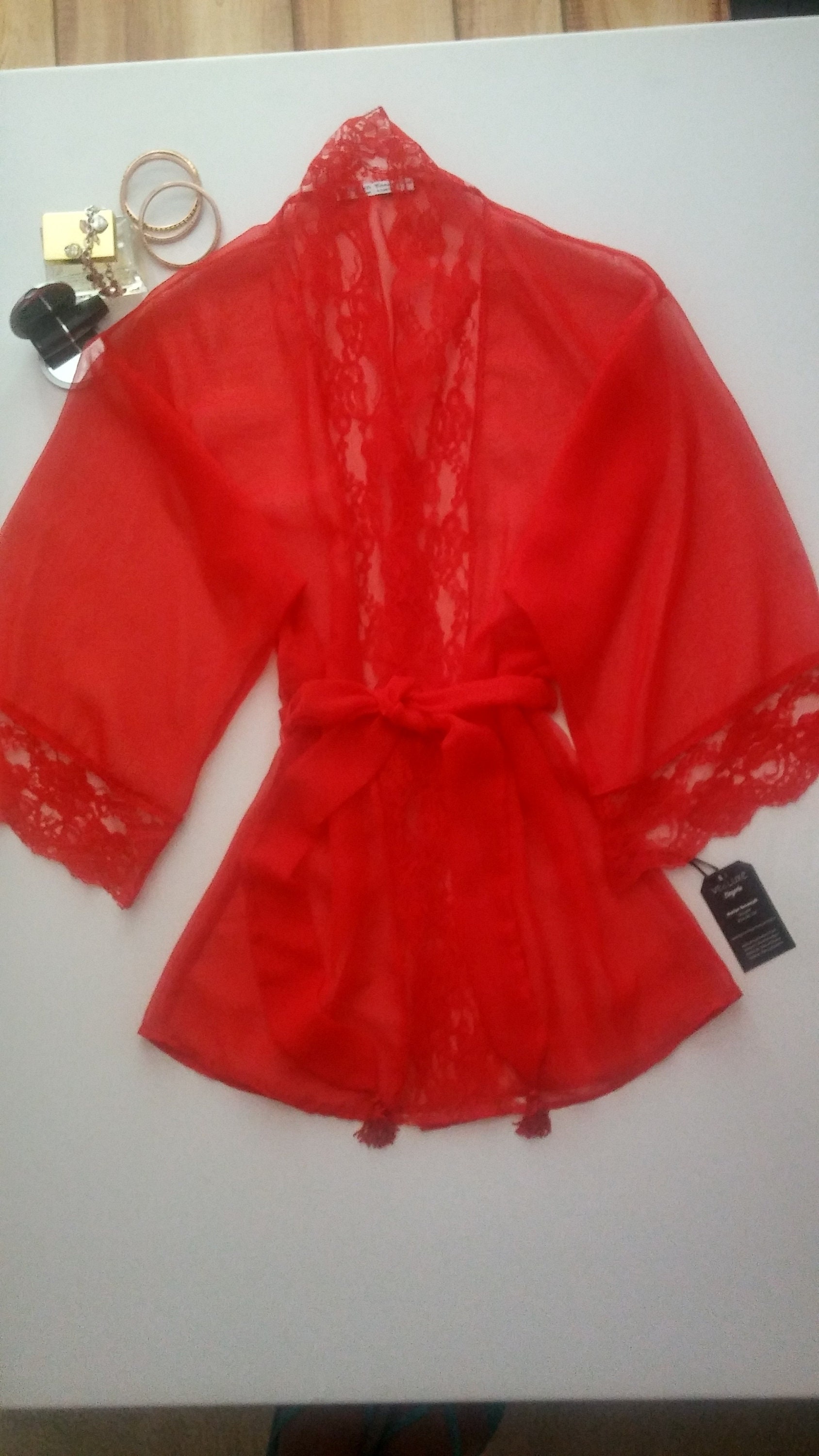 Red Chiffon Robe With 4