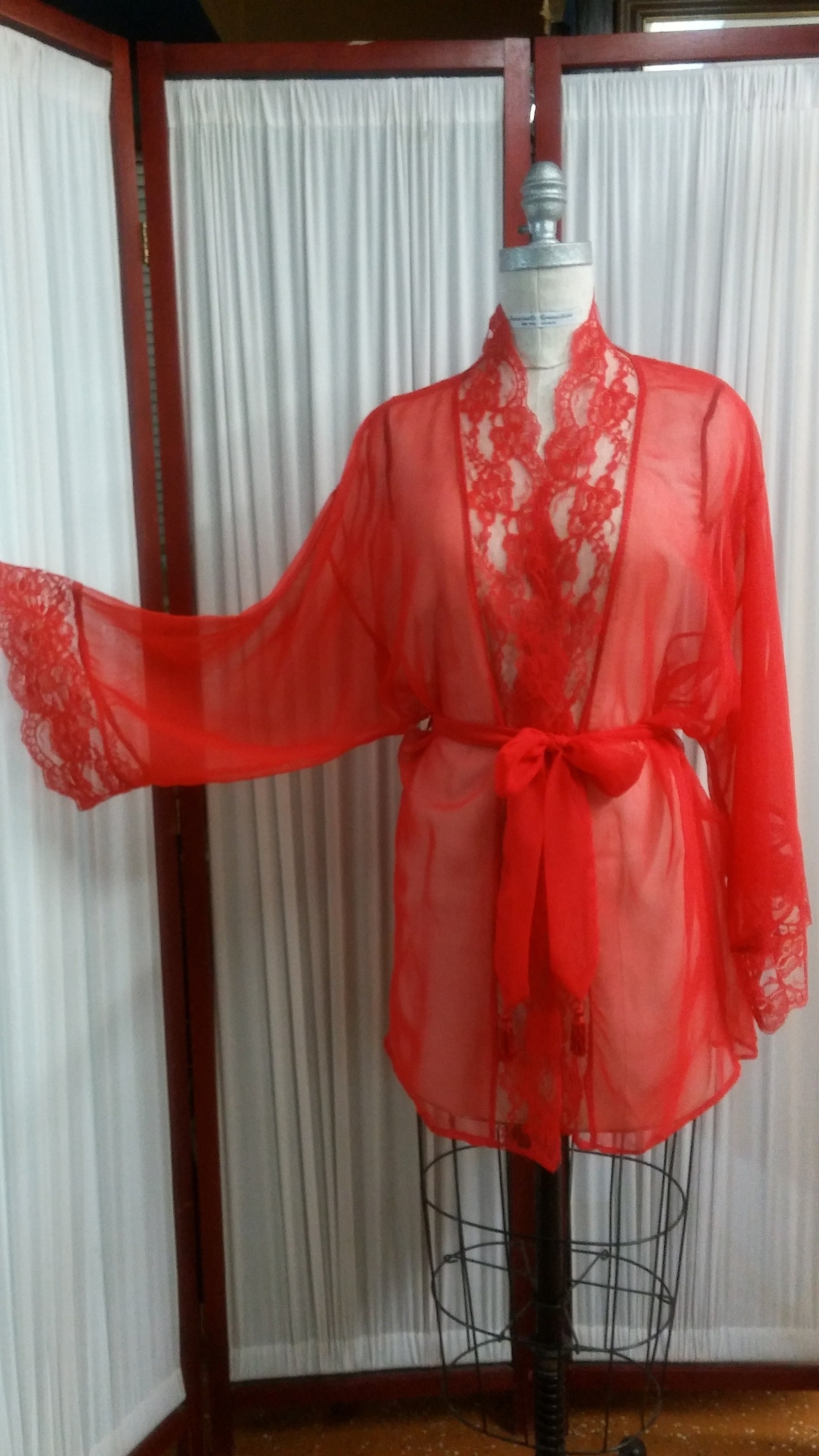 Red Chiffon Robe With 4