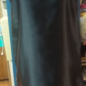 Handmade Black Satin Charmeuse Chemise with Gold and Black Piping 2&quot; Scalloped Lace around bottom hem