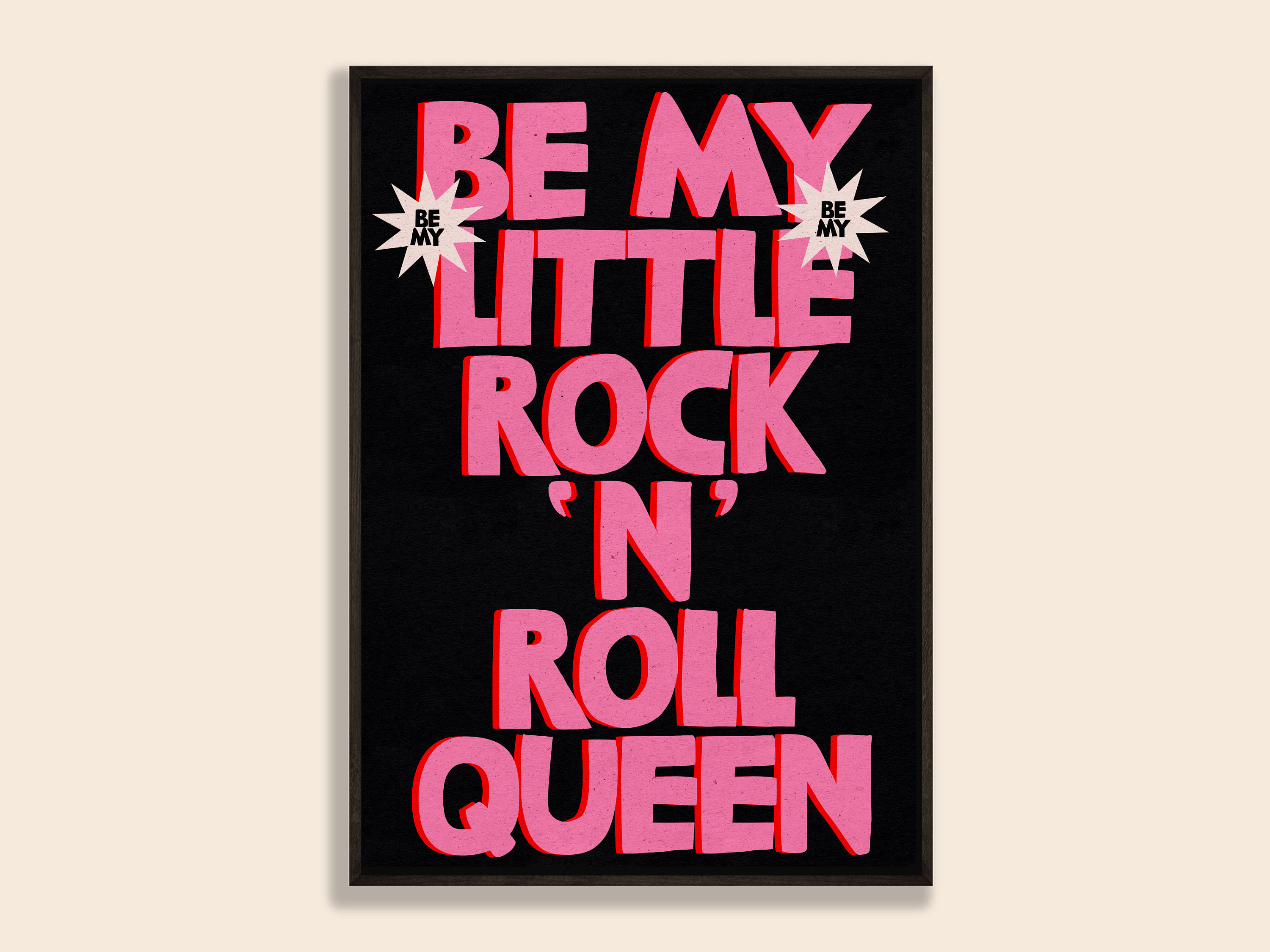 Keep Calm And Be My Rock-n-roll Queen Typography. Grunge Poster