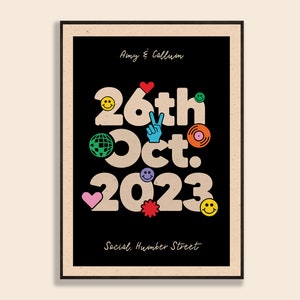 Rock 'n' Roll Love Date | Personalised | Print | Wedding | Engagement | Quirky | Gift