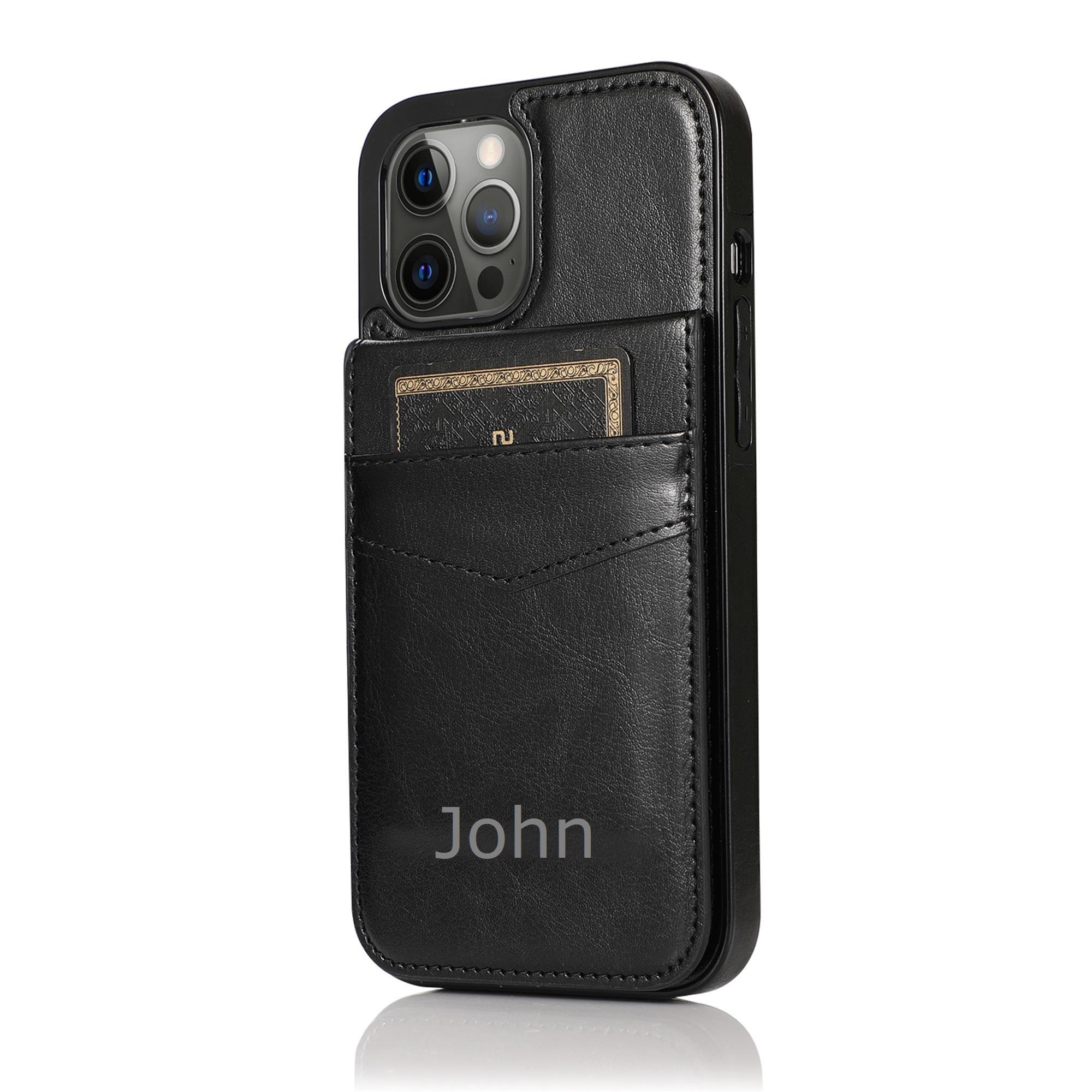 Vertical Black Leather Flip Phone Case –