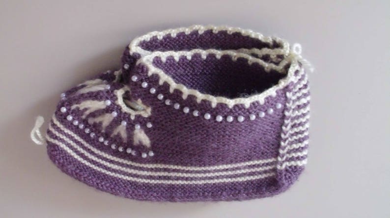 Traditional Turkish handmade knitted socks slippers