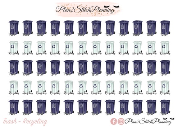 Trash//Recycle Bins Planner Stickers//Erin Condren Stickers//Happy Planner