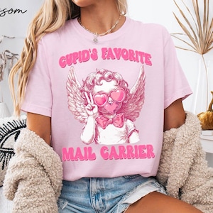 Camiseta de cartero para el día de San Valentín, regalos de cartero para el día de San Valentín, camiseta de Cupido, camiseta del día de San Valentín, mujer