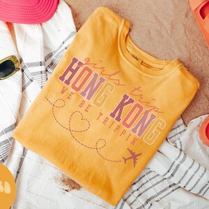 香港シャツ、女子旅行Tシャツ、女子旅行記念シャツ、バケーションTシャツ、マッチンググループTシャツ、友達旅行、女性用Tシャツ